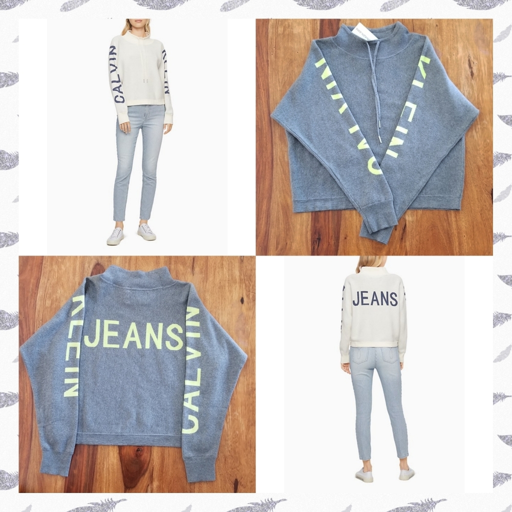 Calvin Klein Jeans Travel Logo Mock Neck Sweater